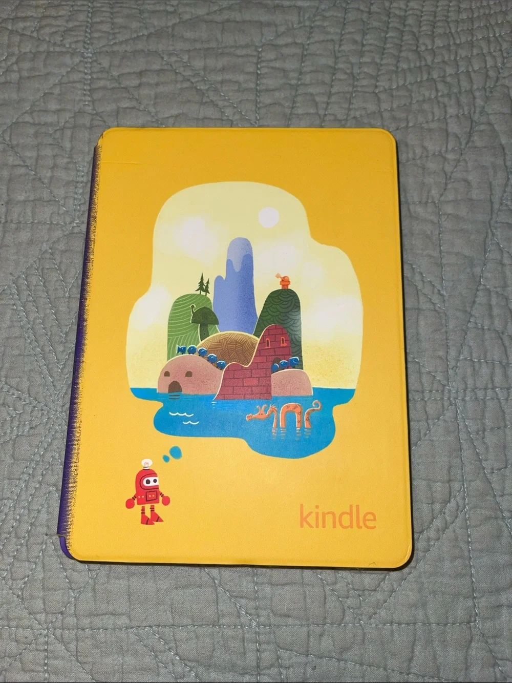 Kids Kindle Cover with Playful Island Illustration